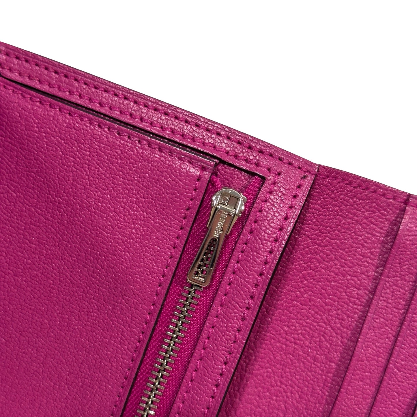 Used HERMES Ostrich Bearn Wallet Purple