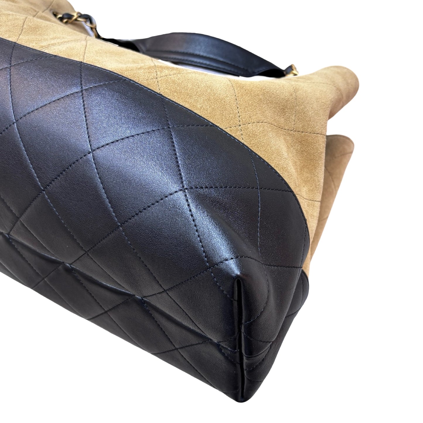 Used CHANEL Hobo 飯盒包 Shoulder Bag Beige Black GHW