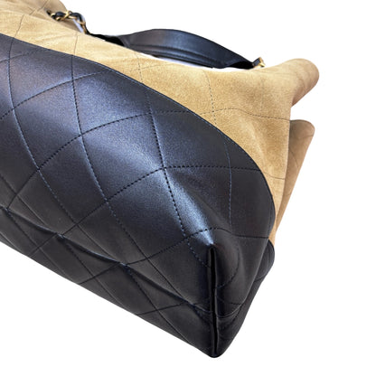 Used CHANEL Hobo 飯盒包 Shoulder Bag Beige Black GHW