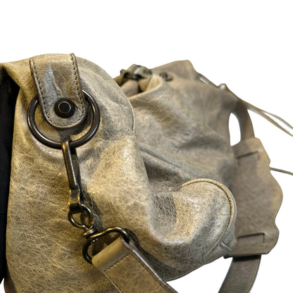 Used BALENCIAGA Leather Hardware City Bag Handbag Grey