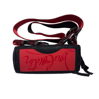 Used CHRISTIAN LOUBOUTIN Logo Textured ParisNYC Belt bag Black Red Silver