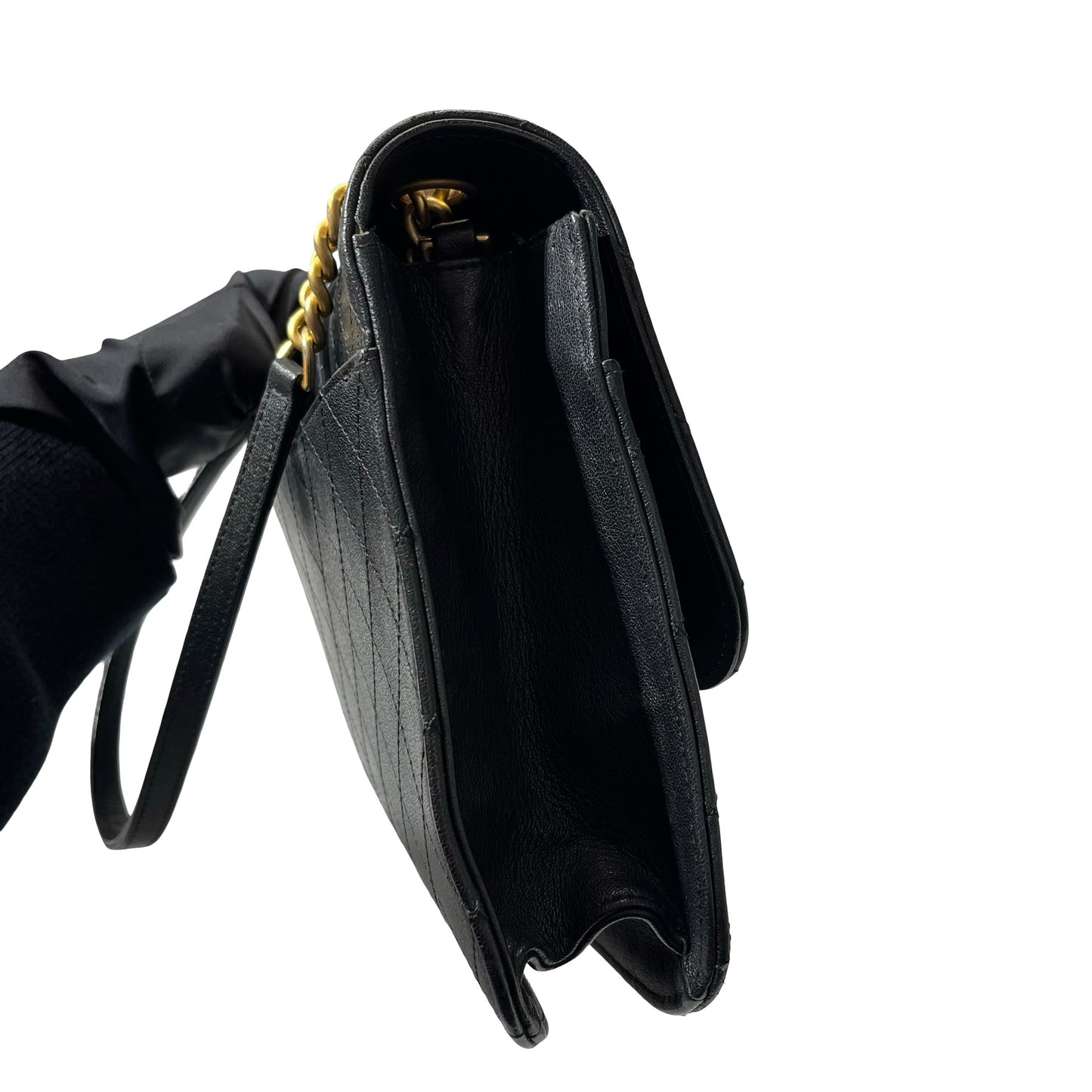 Used CHANEL Calfskin Leather Cross Body Cross Body Bag Black