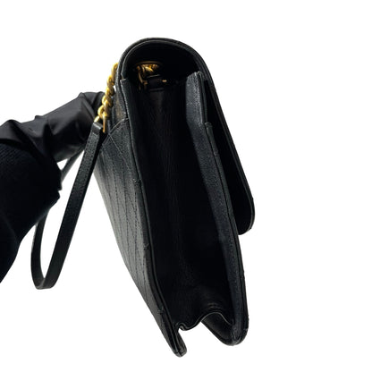 Used CHANEL Calfskin Leather Cross Body Cross Body Bag Black