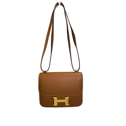 Used HERMES Epsom Constance Mini Shoulder Bag 37 Gold GHW