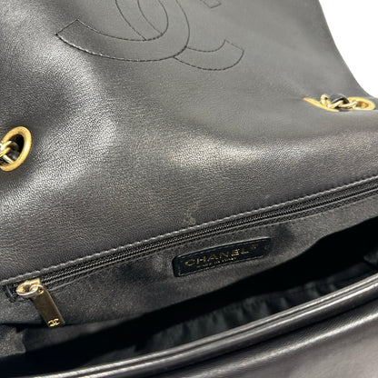 Used Chanel Lambskin Leather FLAP Shoulder Bag Black GHW