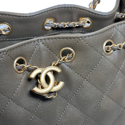 Used CHANEL Caviar Quilted Hobo Bag Hobo Bag Brown GHW