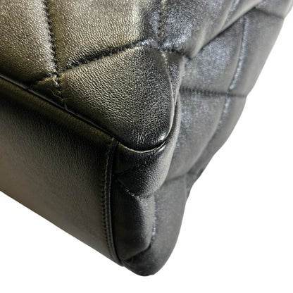 Used CHANEL Quilted Calfskin Hobo Bag Hobo Bag Black Gold