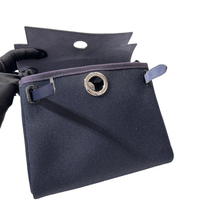 Used HERMÈS Canvas Mini Herbag Cross Body Bag Black PHW