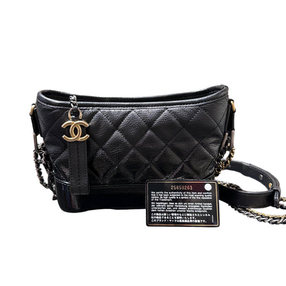 Used Chanel Calfskin Leather Gabrielle small Shoulder Bag GHW Black