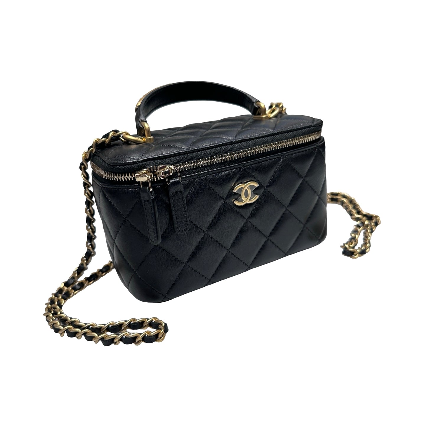 Unused CHANEL Chanel Vanity Case Chain Shoulder Bag Black GHW