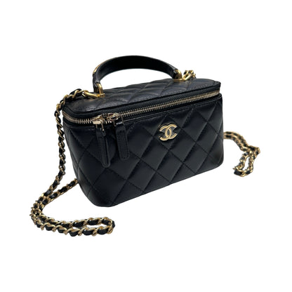 Unused CHANEL Chanel Vanity Case Chain Shoulder Bag Black GHW