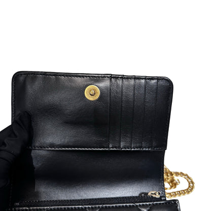 Used CHANEL Lambskin Leather Pending Clutch with Chain Shoulder Bag Black GHW