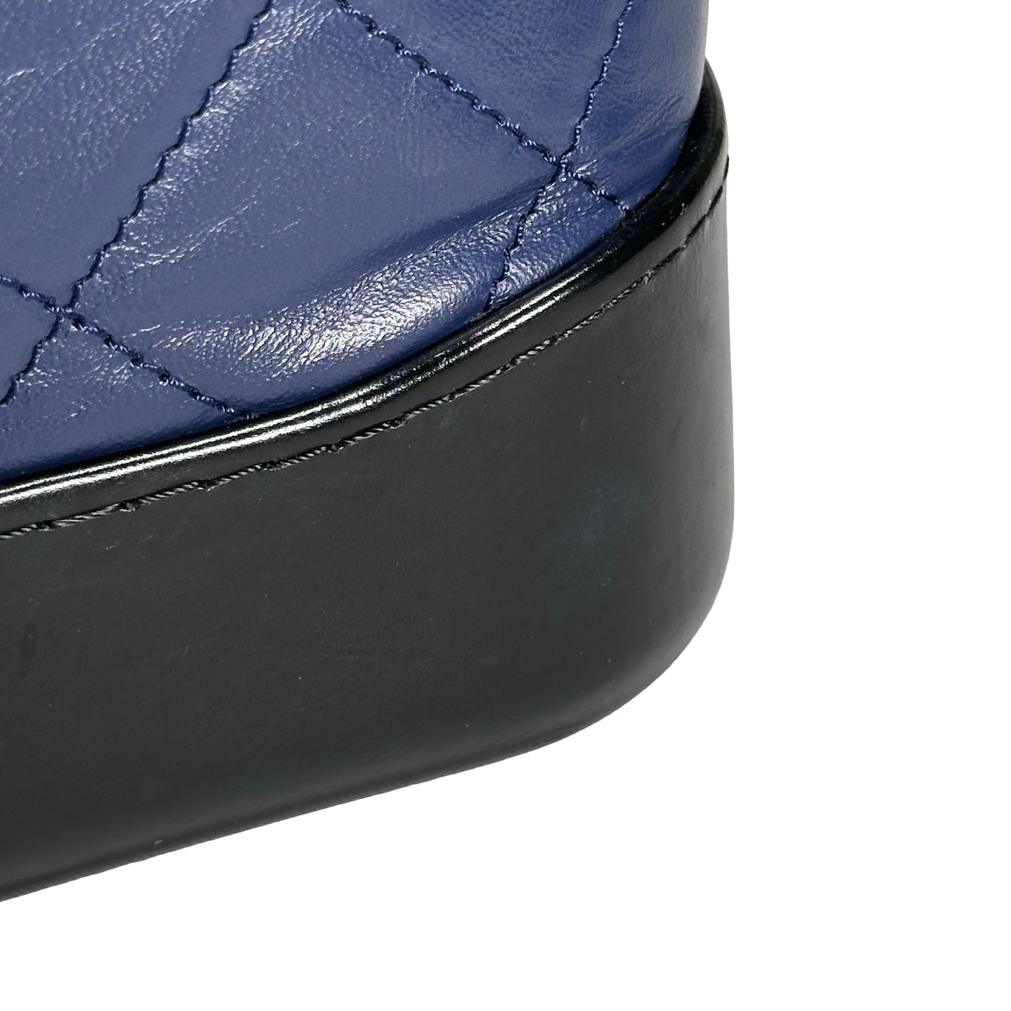 Used CHANEL Quilted Aged Calfskin Smooth Calfskin Gabrielle Hobo Bag Navy Black