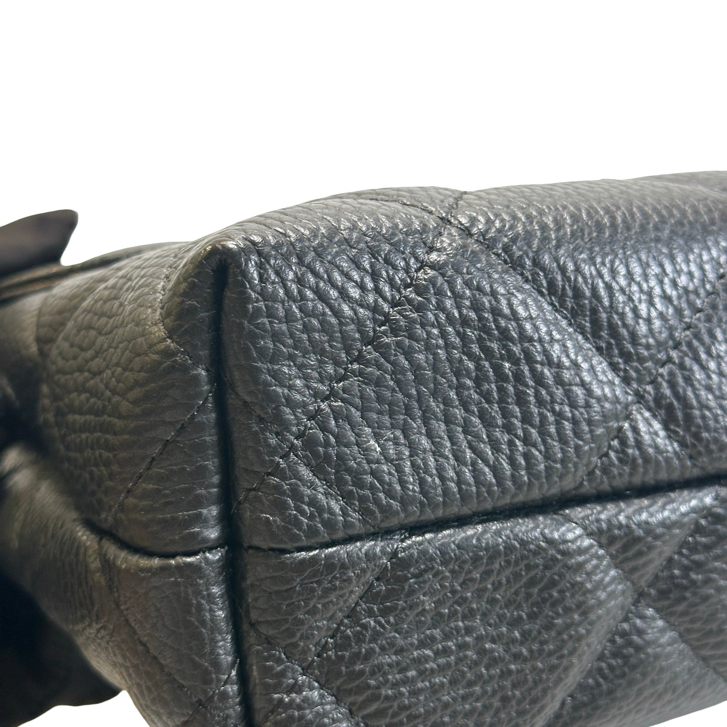 Used CHANEL Quilted Caviar Classic Flap Chain Shoulder Bag Black Silver