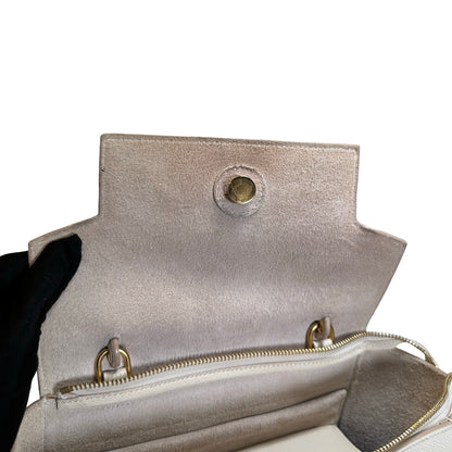 Used CELINE Grained Calfskin Belt Bag Handbag White GHW