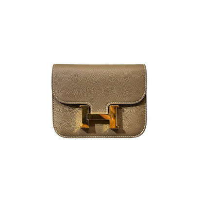 Used HERMÈS Constance Slim Wallet Etoupe GHW Wallet