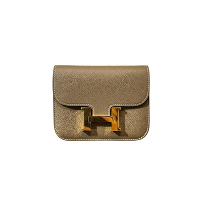 Used HERMÈS Constance Slim Wallet Etoupe GHW Wallet