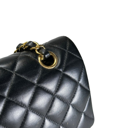 Used CHANEL Quilted Lambskin CF25 Shoulder Bag Black Gold