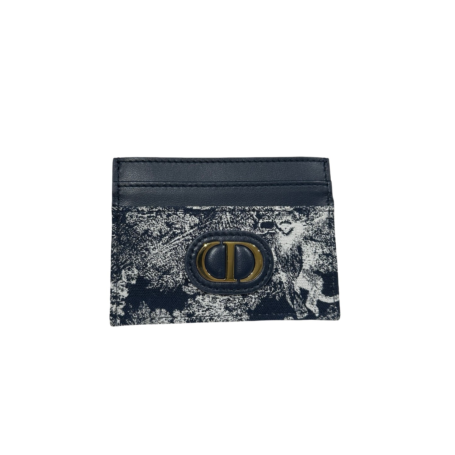 Used DIOR Toile de Jouy Saddle Card holder Navy Blue White