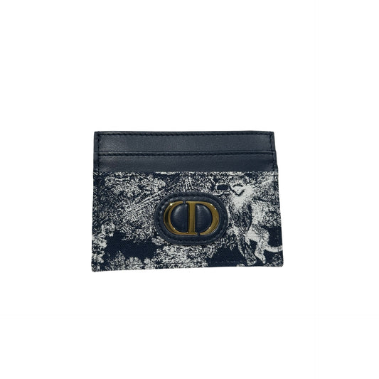 Used DIOR Toile de Jouy Saddle Card holder Navy Blue White