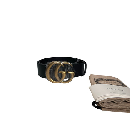 Brand New GUCCI Leather GG Marmont Belt Black GHW