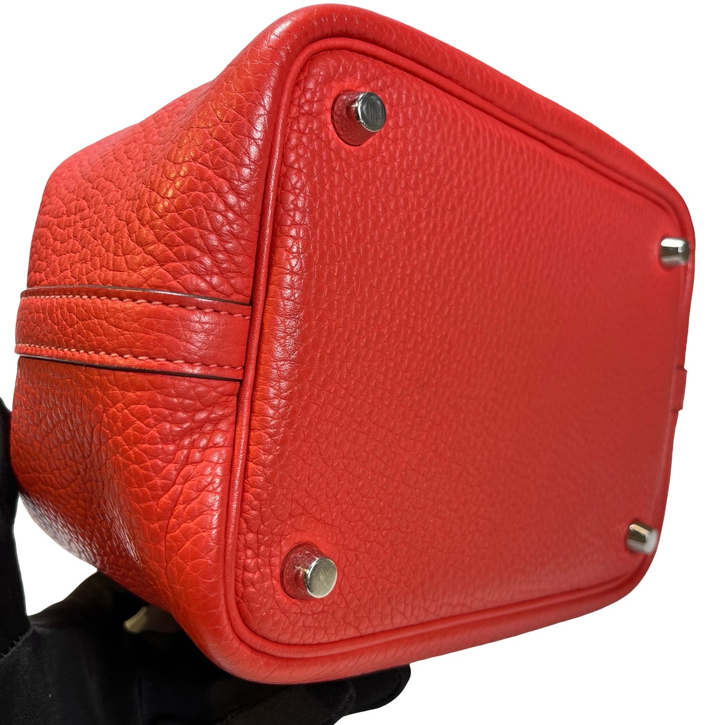 Used HERMES Calfskin Leather Picotin Clutch Pink