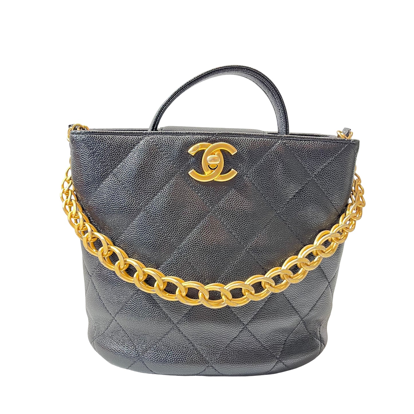 Used CHANEL Bucket Bag Black GHW