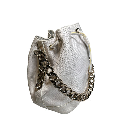 Used CHRISTIAN DIOR Python Bucket Bag Bucket Bag White GHW