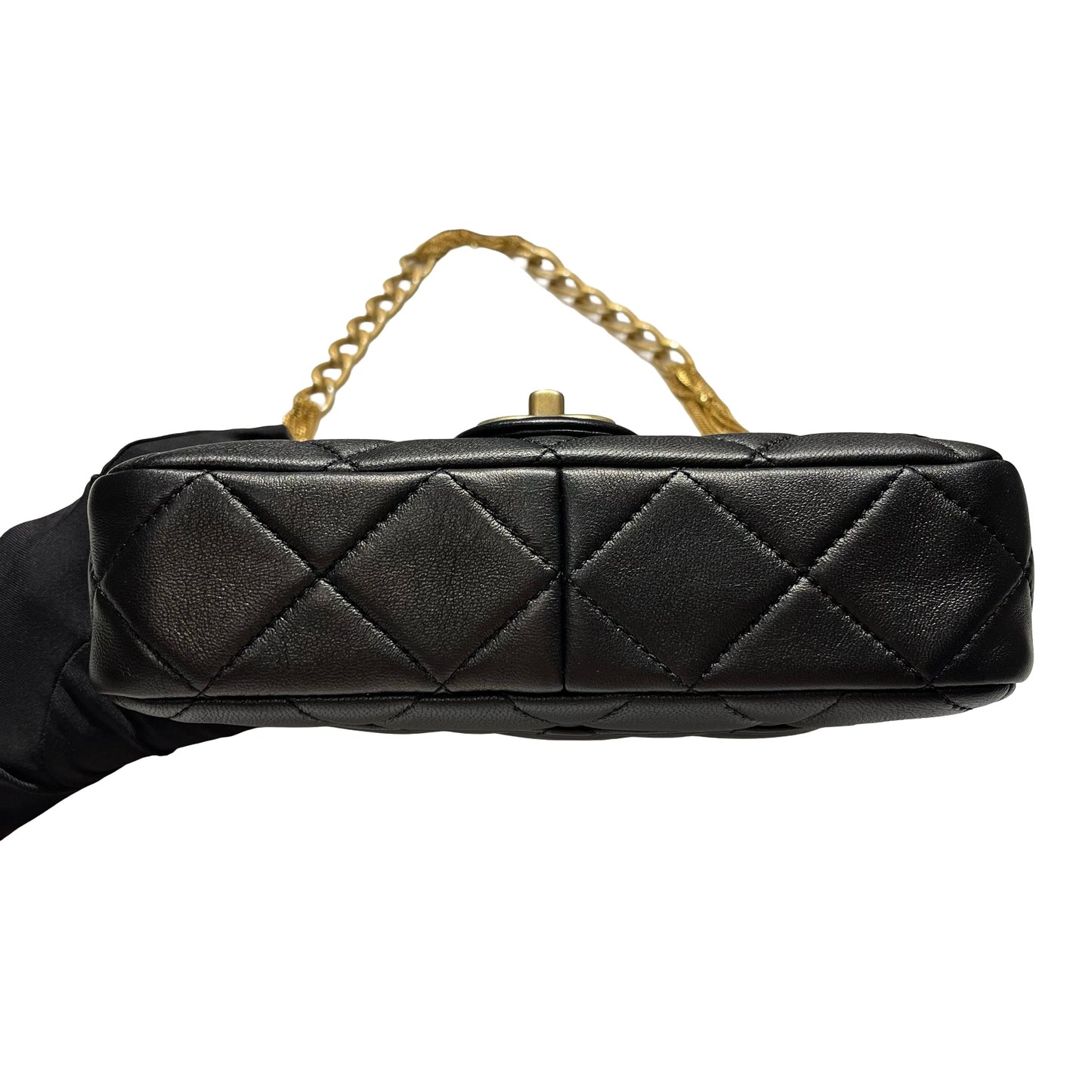 Used CHANEL Lambskin 23A Tassel hobo Hobo Bag Black Gold