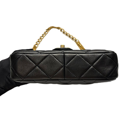 Used CHANEL Lambskin 23A Tassel hobo Hobo Bag Black Gold