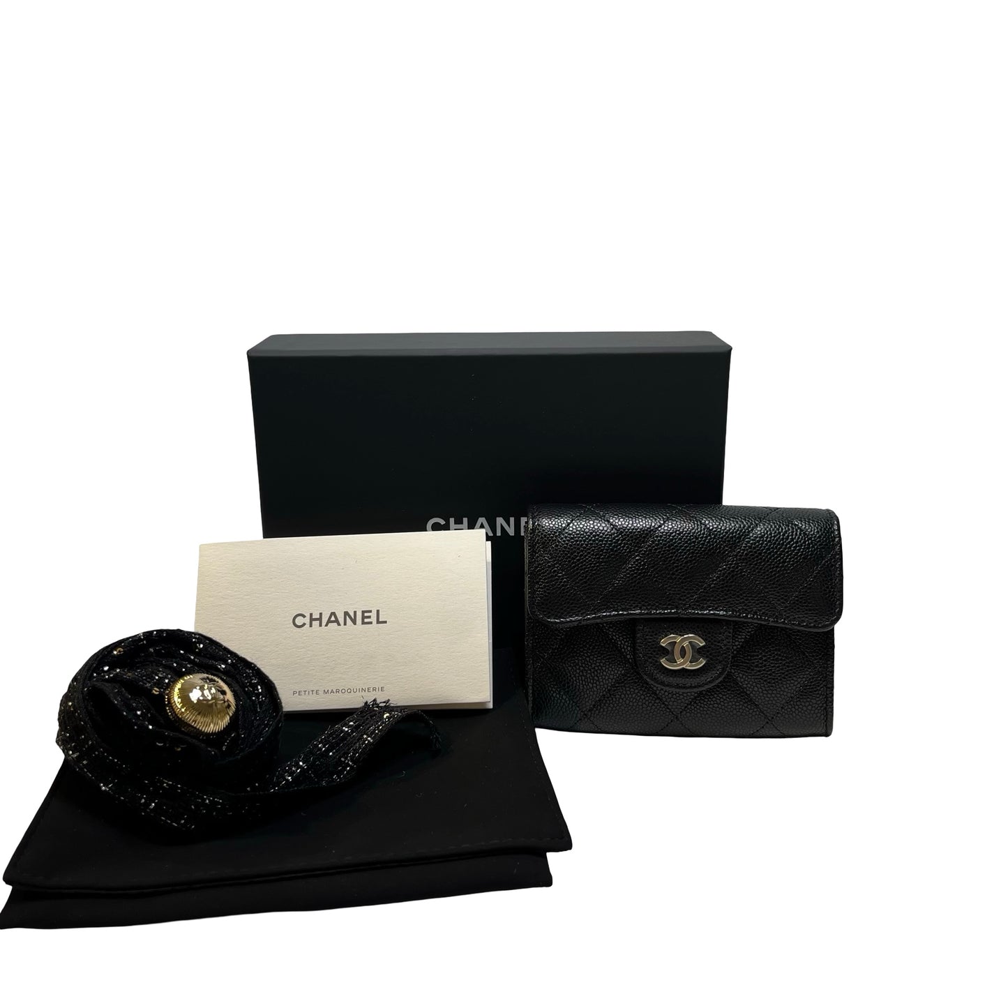 Brand New CHANEL Caviar Leather Classic Small Flap Wallet Wallet Black PHW