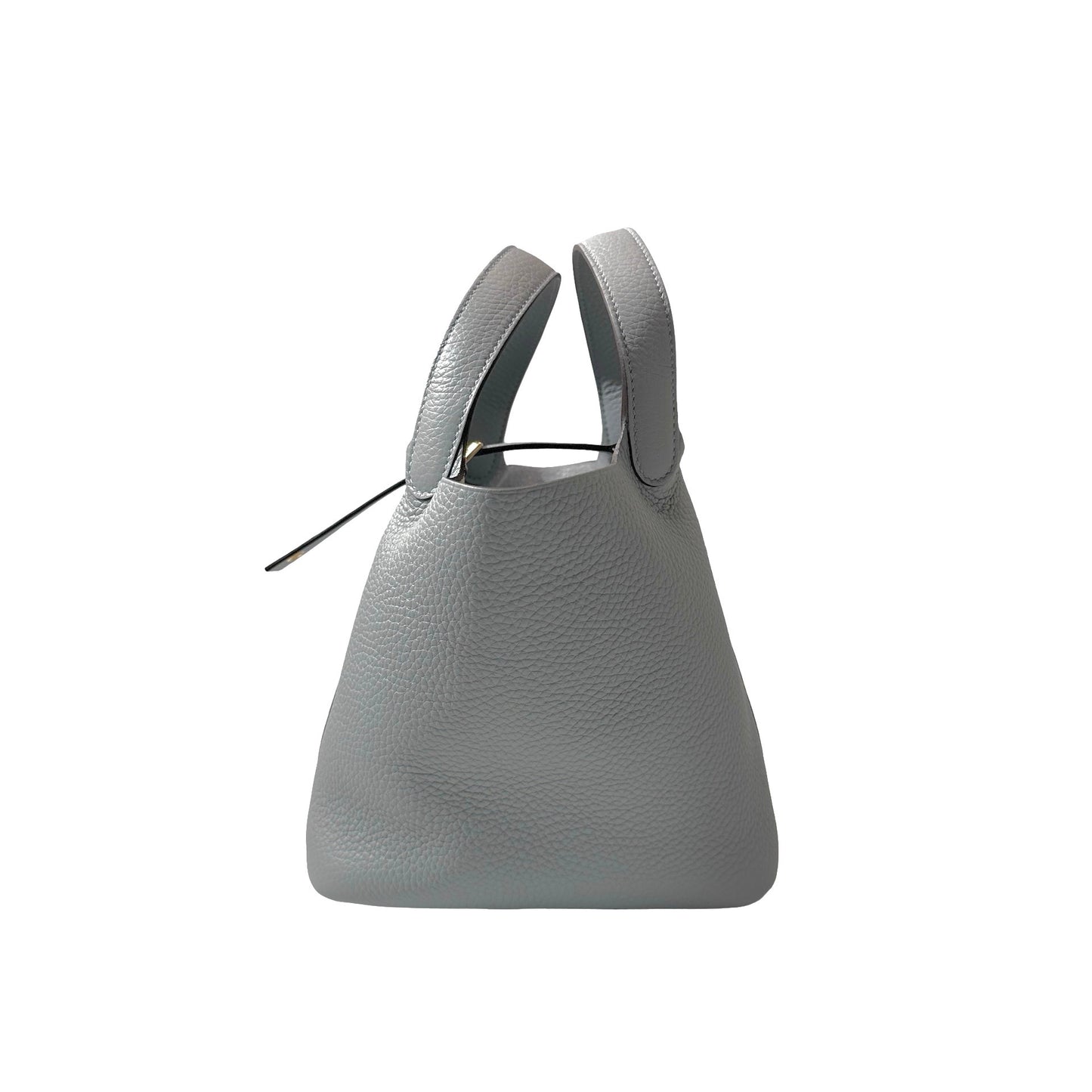 Used HERMÈS Clemence leather Picotin 18 Bucket Bag po gris pantin GHW