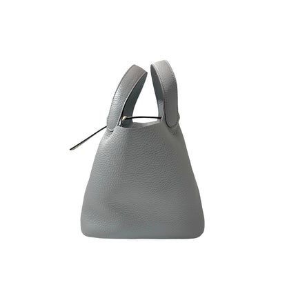 Used HERMÈS Clemence leather Picotin 18 Bucket Bag po gris pantin GHW