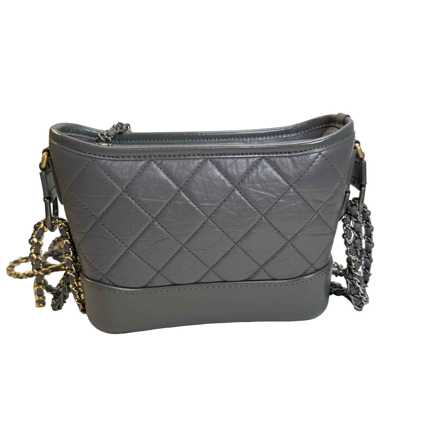 Used CHANEL Quilted Leather Gabrielle Hobo Bag Grey