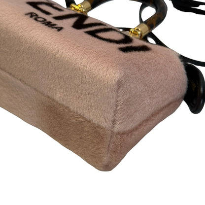 Used FENDI Fur Fendi Roma Logo By The Way Handbag Beige Black
