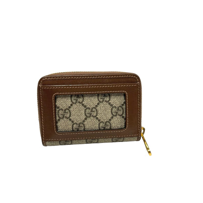Used GUCCI GG supreme canvas Leather Gucci Horsebit 1955 ZIp around Wallet Coin Purse Brown