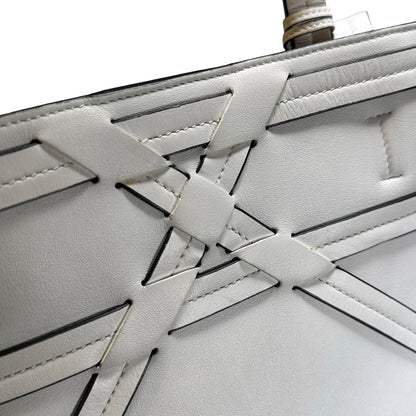 Used DIOR Leather Interlaced Shopper Tote Tote Bag White PHW