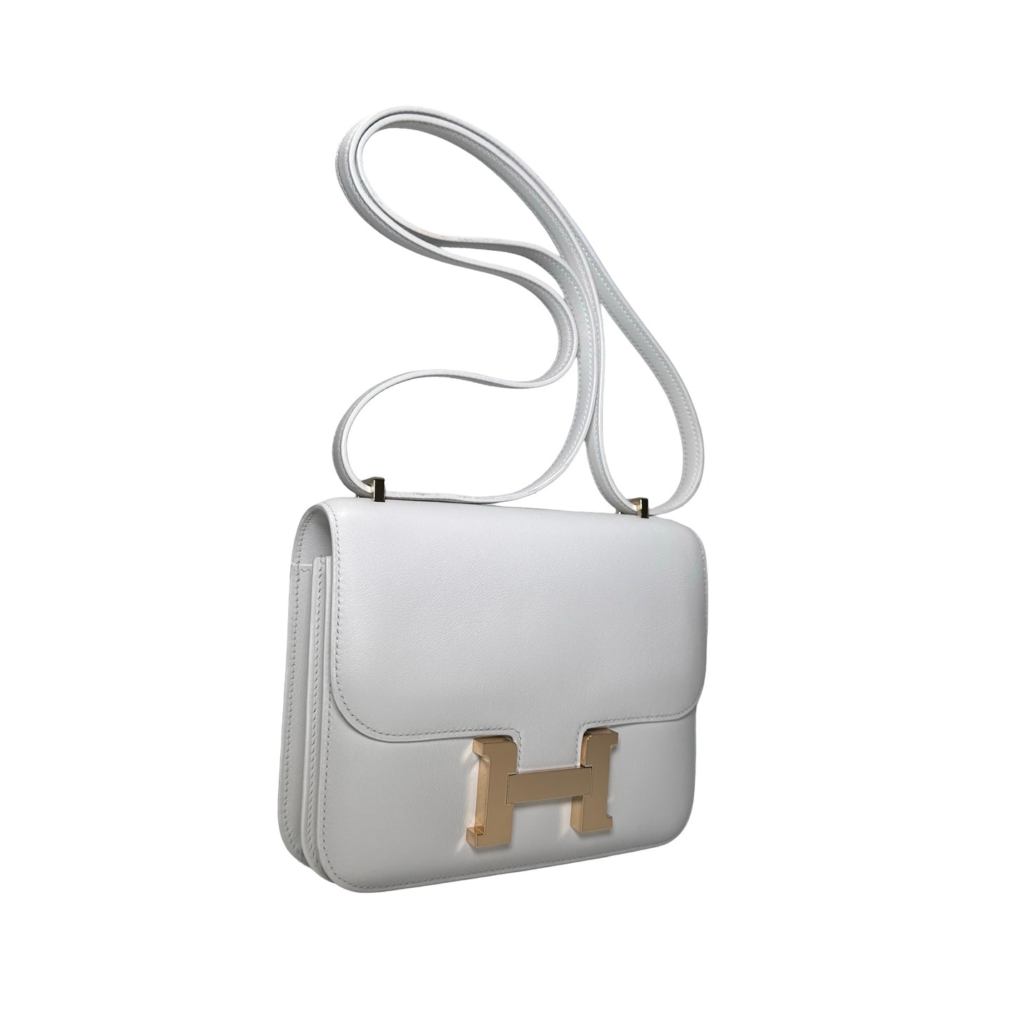 Used HERMES MINI CONSTANCE Shoulder Bag WHITE GHW