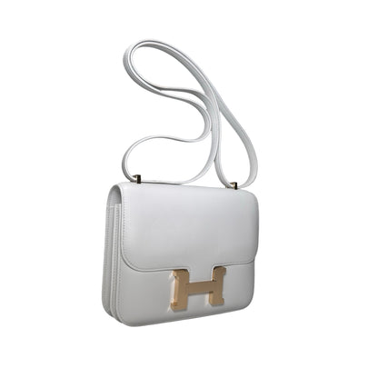 Used HERMES MINI CONSTANCE Shoulder Bag WHITE GHW