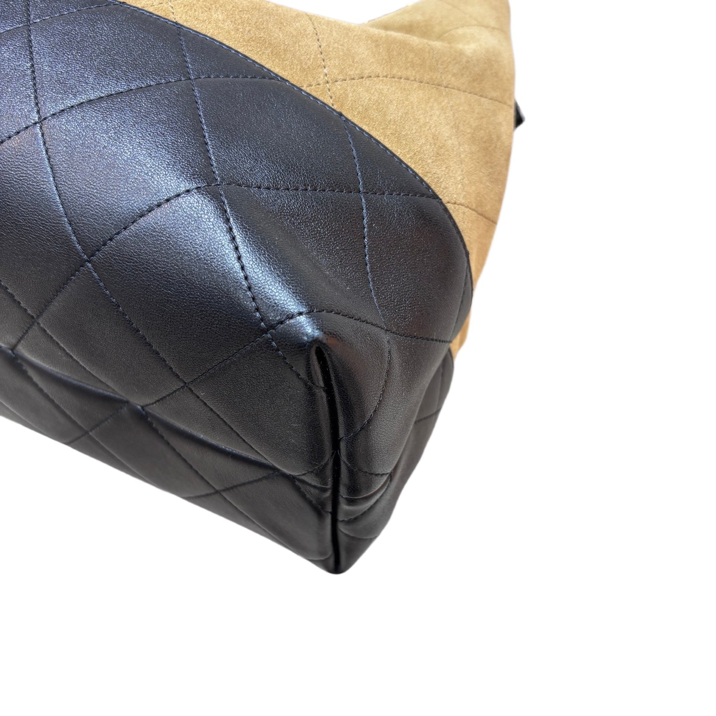 Used CHANEL Hobo 飯盒包 Shoulder Bag Beige Black GHW