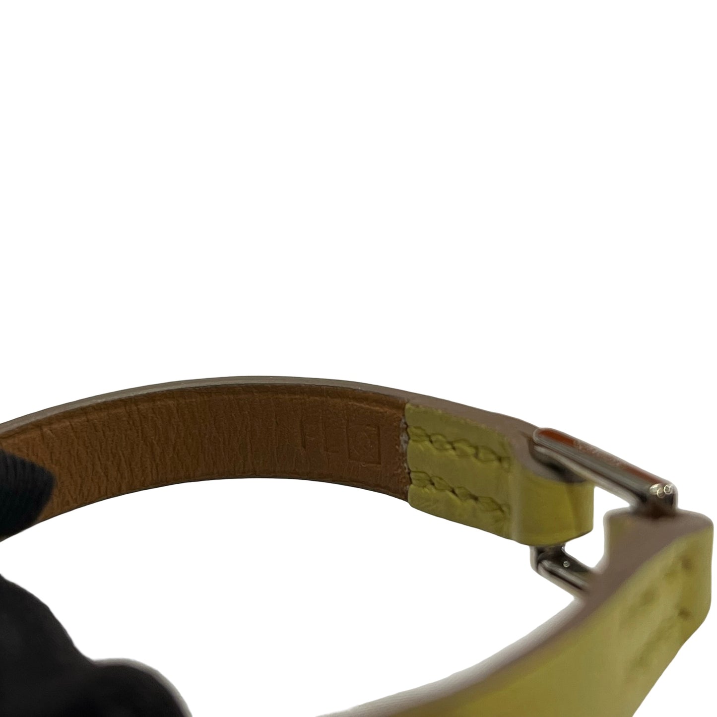 Used HERMÈS Leather Rivale Mini BRACELET Yellow