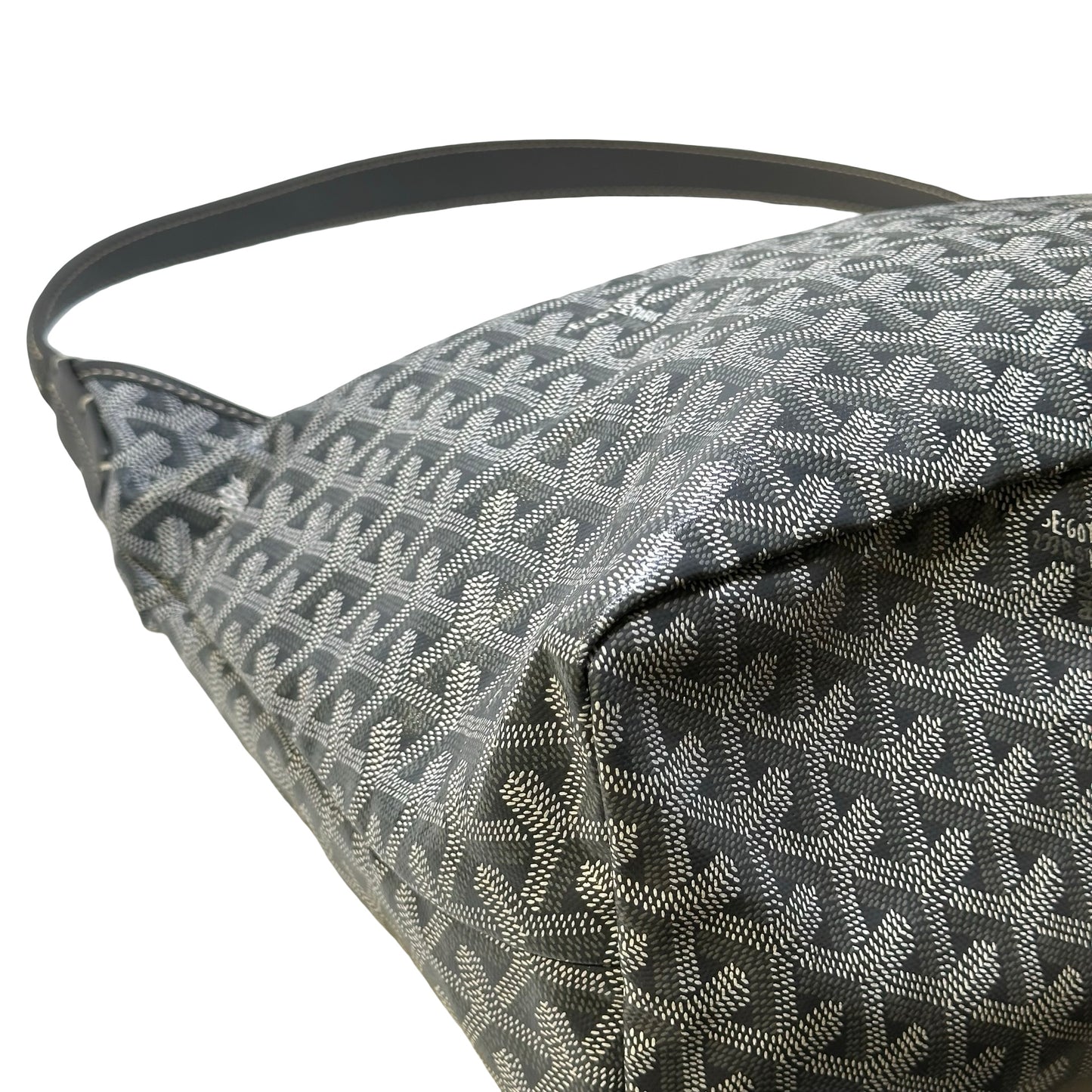 Used GOYARD Goyardine Canvas Rouette Hobo Bag Grey