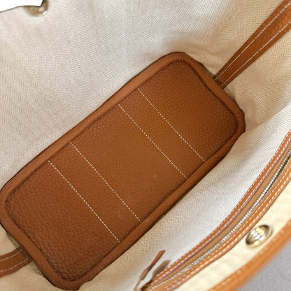 Used HERMES Leather Garden Party Tote Bag Brown