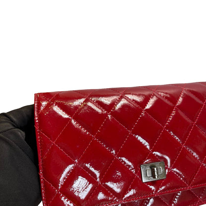 Used CHANEL Quilted Patent Leather 2.55 WOC Handbag Red