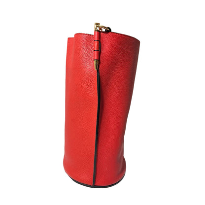 Used LOEWE Calfskin Leather Gate Bucket Bag Red GHW