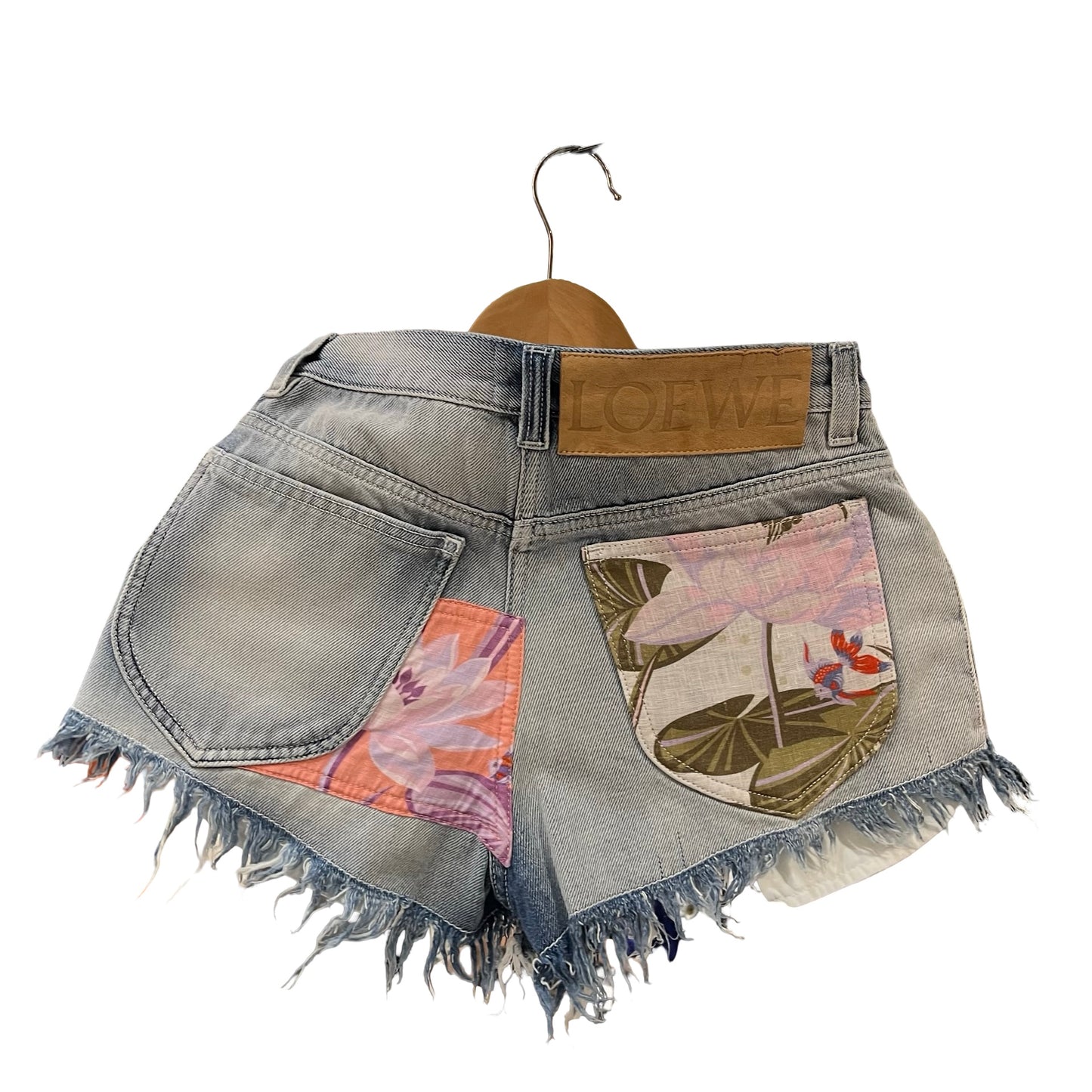 Used LOEWE Cotton Denim Shorts Clothes Multicolor Patches