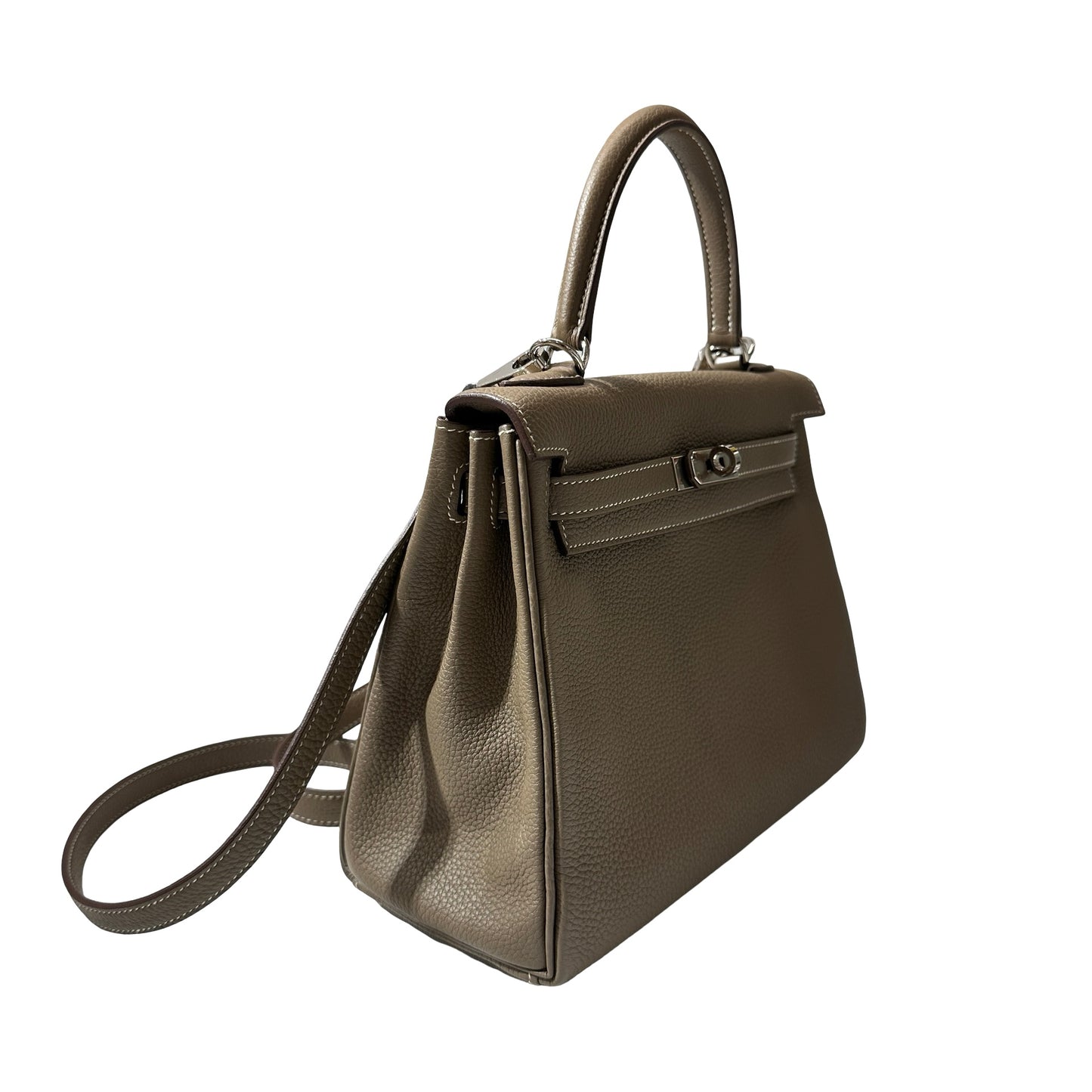 Used HERMÈS Kelly 25 Two Way Shoulder Bag Etoupe (18) PHW