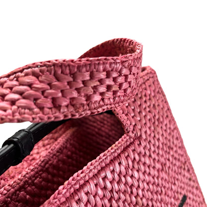 Used LOEWE Raffia Standard A4 Tote Bag Tote Bag Pink Black