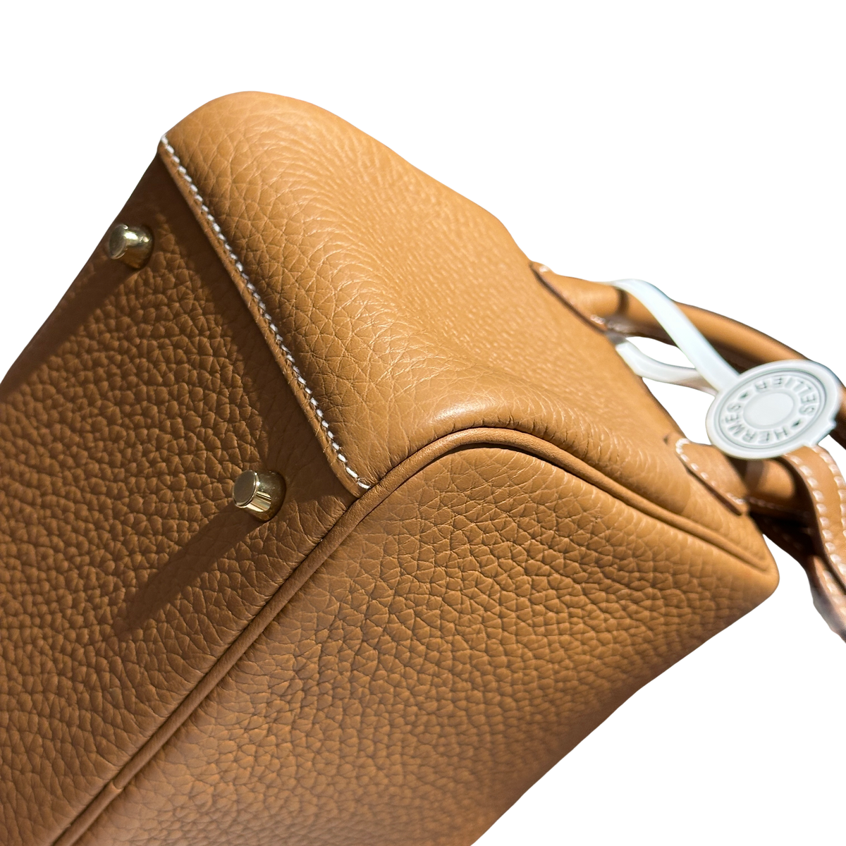 Brand New HERMES Clemence Lindy Handbag Gold