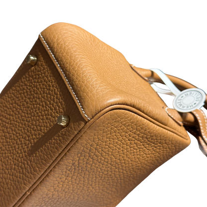 Brand New HERMES Clemence Lindy Handbag Gold